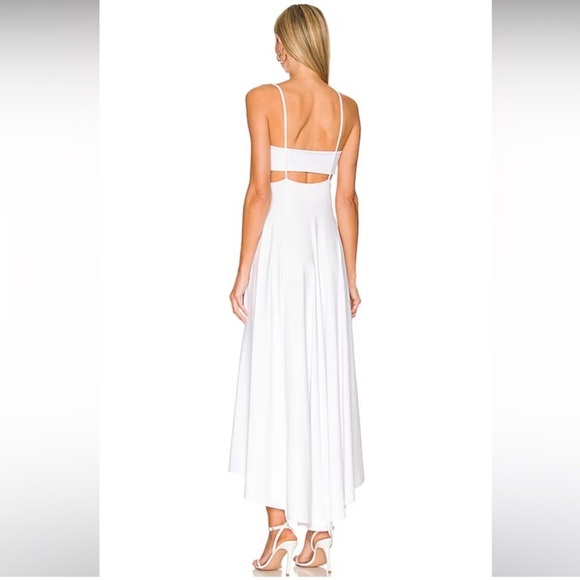 Susana Monaco Thin Strap High Low Cut Out Back White Jersey Maxi Dress EUC Sz XS - Picture 3 of 11